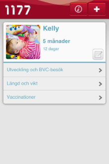 1177 BVC-app med exempel Kelly 5 månader