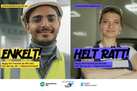 Två annonser med en kille och buskapet "enkelt" samt en tjej med budskapet "helt rätt" att göra det du vill 