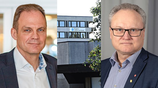 Porträttbild av ekonomidirektör Dick Rytterdahl och regionstyrelsens ordförande Glenn Nordlund (S)