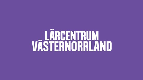 Textruta med lila bakgrund och vit text där det står Lärcentrum Västernorrland med versaler.