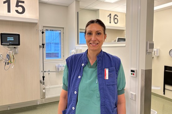 Helene Lindfors på sin arbetsplats vid sjukhuset i Sundsvall