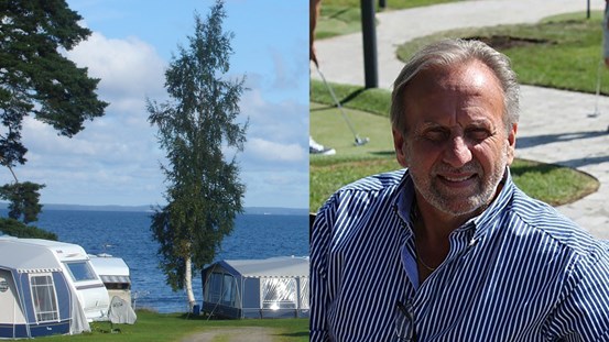camping belägen vid havet och Lenny som är föreståndare för Bergafjärdens camping.