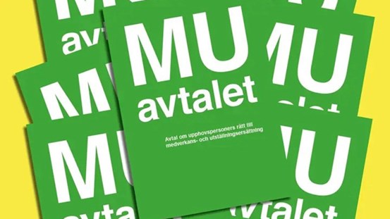 Illustration. Vit text på grön botten: MU-avtalet. 
