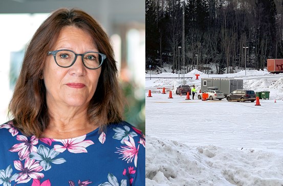Collagebild med Anna-Lena Lundberg till vänster och provtagningsstation Gärdehov vintertid till höger