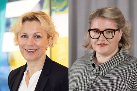Porträtt av Maria Strandberg, hälso- och sjukvårdsdirektör och Viktoria Jansson  (M) vice ordförande i hälso- och sjukvårdsnämnden