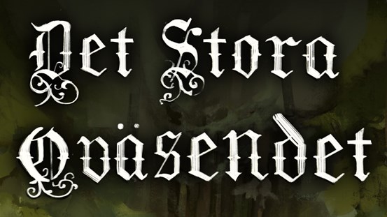 Texten "Det stora oväsendet" med snirklig vit text på svart bakgrund