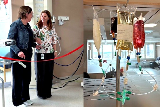 Åsa Andersson enhetschef för dialysen och Maria Lundin enhetschef för dagvården klippte bandet under invigningen. 