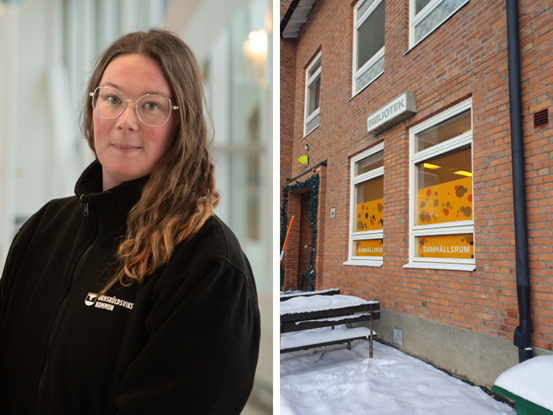 Annikki Olsson vid samhällsrummet i Trehörningsjö