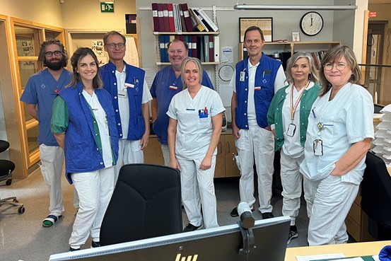 Torsten Kempe, ST-läkare, Stina Lundgren, sjuksköterska, Håkan Ekvall, överläkare, Peter Wieslander, överläkare, Inger Eriksson, sjuksköterska, Örjan Andersson, överläkare, Annika Söderstedt, undersköterska, Eva Högstedt, sjuksköterska.