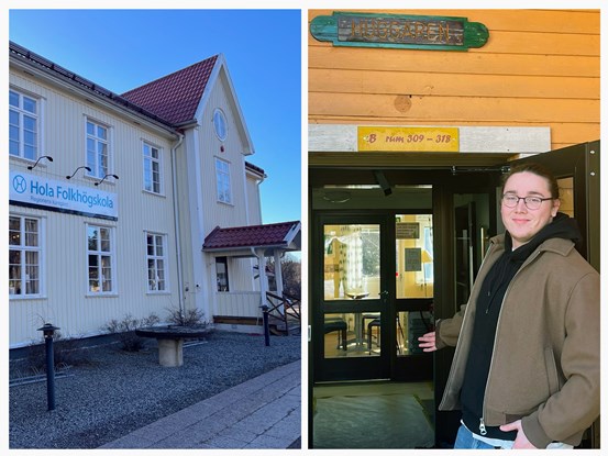 Robin utanför internatboendet Huggaren.