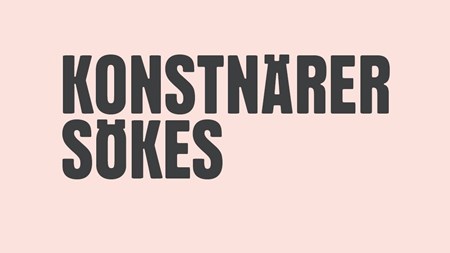 Svart text, rosa bakgrund. "Konstnärer sökes".