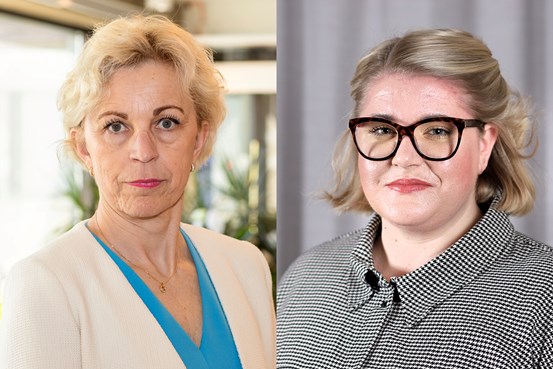 Porträttbilder av Maria Strandberg, hälso- och sjukvårdsdirektör och Viktoria Jansson (M) hälso- och sjukvårdsnämndens ordförande