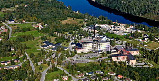Flygfoto över sjukhuset i Sollefteå
