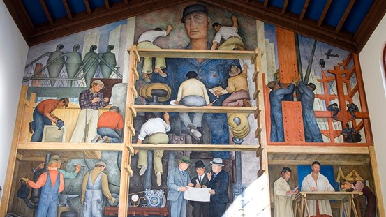 ©BUS/Digeo Rivera, The making of a fresco showing a building of a city, 1931