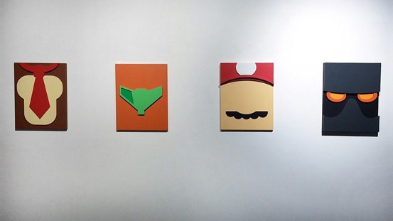 Daniel Hansson, Donkey Kong mini, Metroid mini, Mario mini och Killzone mini. Björkplywood och MDF.