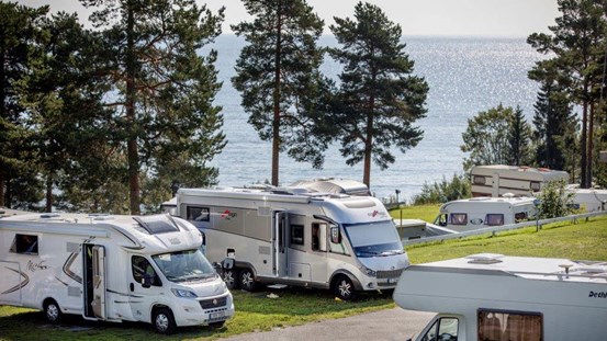 Vy över Fläsians camping i Sundsvall. 