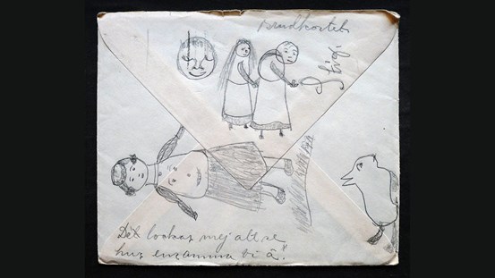 Janne Björkman, brev Escabana 1957. Detalj ur arbetet ARKIV E. ©Janne Björkman/Bildupphovsrätt 2020. 