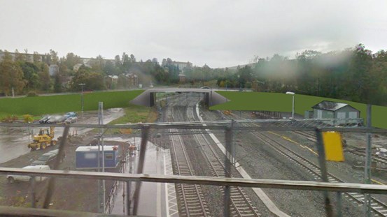 Renderad bild av den planerade järnvägsbron, Härnösand.