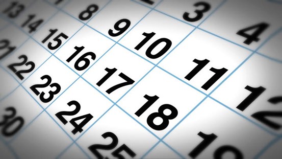 Närbild på en svartvit kalender med siffror
