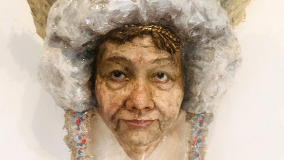 Kristina Nilsdotter, Madame Ada eller MadaMada, diptyk, blandteknik. Bilden är beskuren. ©Kristina Nilsdotter/Bildupphovsrätt 2019.