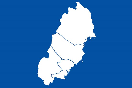 Karta som visar de fyra nordligaste länen i Sverige