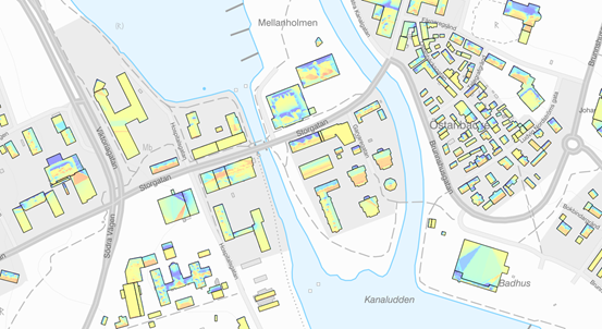 Utsnitt från solkartan över Härnösand