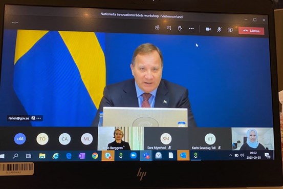 Sveriges statsminister Stefan Löfvén deltog på nationella innovationsrådets digitala möte med Västernorrland i fokus