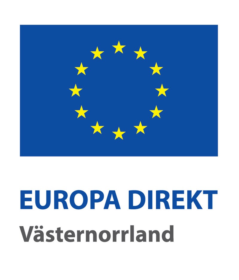 Logotyp med EU-flaggan och under texten Europa Direkt Västernorrland 