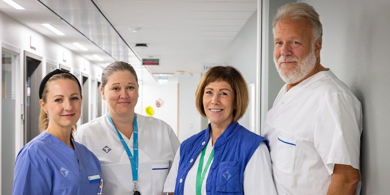 Tre personer med olika professioner