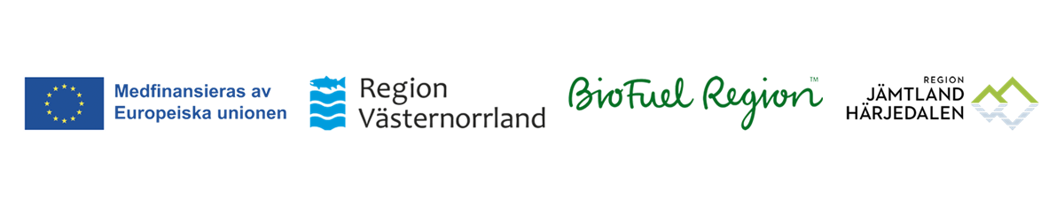 alt='Logotyper för finansiärerna Europeiska unionen, Region Västernorrland, BioFuel Region  och Region Jämtland Härjedalen.'