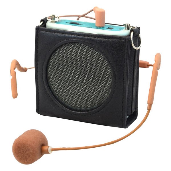 Liten högtalare med headset