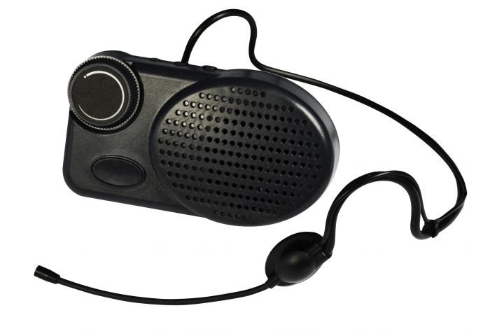 Liten högtalare med headset
