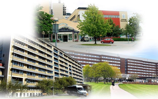 Collage som visar sjukhusen i Örnsköldsvik, Sollefteå och Sundsvall.