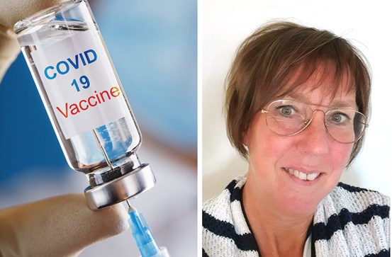 Bildmix av vaccin som förbereds och Karin Sellgren