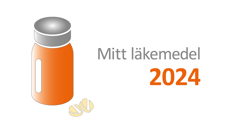 Mitt läkemedel 2024, illustration av burk och tabletter. Text: Terapirekommendationer för hälso- och sjukvården i Västernorrland