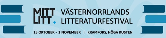 Illustrerande bild med logotyper, stiliserade böcker. Det mesta i blå toner och svart text.